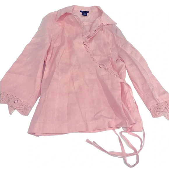 Silkland 100% linen true wrap top, size  Medium. - Picture 1 of 4